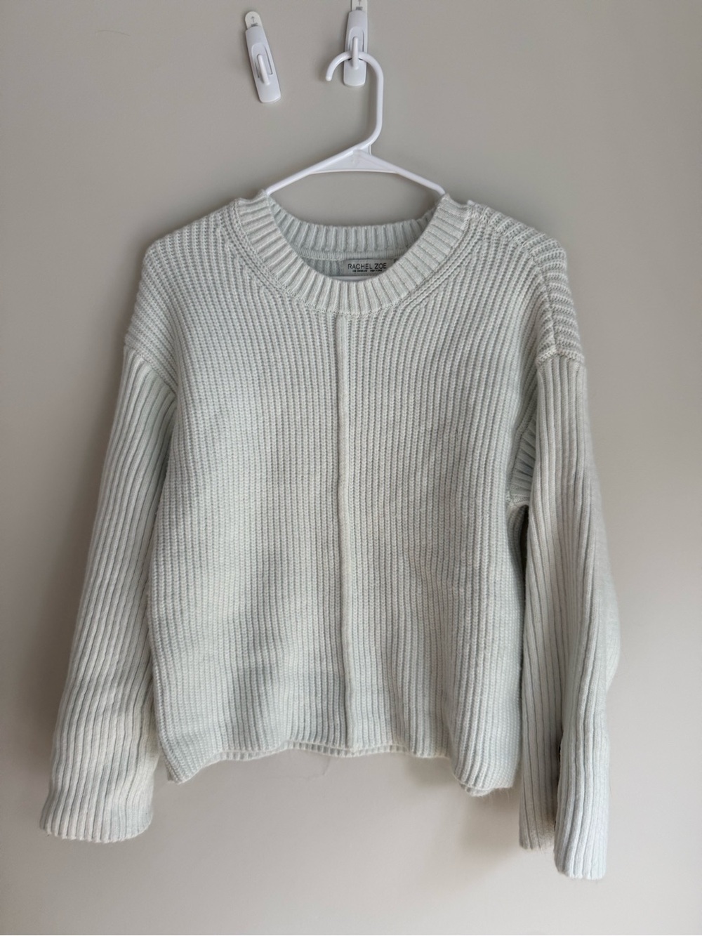 Rachel Zoe Ivory Ribbed Crewneck Sweater
